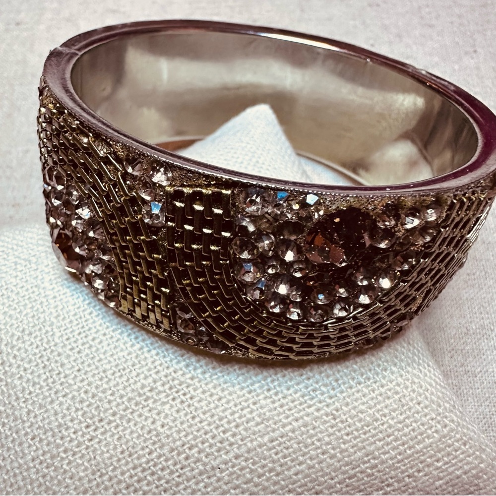 Chamak By Priya | Bracelet | Wide Crystal Bracelet in Gold - Picture 6 of 16